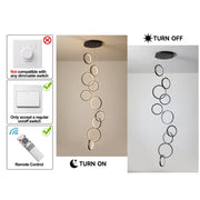 Garwarm 10 Rings Modern LED Chandelier, Dimmable Black Pendant Light, Adjustable Height 133.86 in, 3000-6500K