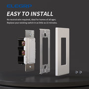 ELEGRP Slide Dimmer Switch, Single Pole and 3-Way, Compatible with Dimmable LED CFL 300W and Incandescent Halogen 600W, White, 6-Pack, DM19-WH6
