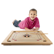 Trademark Global 461217MVQ Rockin Rollers Carrom Board Game Set, 26 in Square Pinewood Board with Coins, Striker, and Cue Sticks, Eastern-Inspired Design