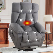 JONPONY XL-1288-LM-GREY Power Lift Recliner Chair for Elderly with Heat and Massage, USB Charge Port, Infinite Position, Grey