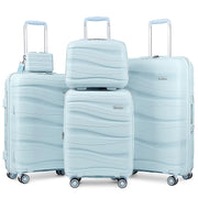Melalenia 1906 5 Piece Luggage Set PP Hardside Spinner Luggage - Light Blue