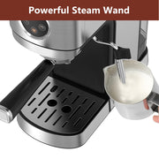 WHALL 20 Bar Espresso Machine with Touchscreen, Milk Frother Steam Wand, Stainless Steel, 40oz Water Tank, 1350W, 007