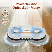 AlfaBot S2-AAA Cordless Electric Mop, Dual-Motor Spin Mop with LED Headlight, 13.6oz Water Tank, Self-Propelled Floor Cleaner for Multi-Surface, Adjustable Handle, Up to 60 mins Runtime, S2-AAA