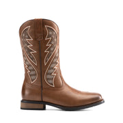 Bruno Marc Men's Cowboy Boots, Durable Classic Slip-On Western Style, Brown Embroidered, Ankle-High, Slip-Resistant Sole