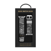 American Exchange Mens Metal Mesh Smartwatch Band for Apple Watch 42mm and 44mm, Grey Camo and Silver, 133S-40-SGR