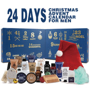 Rinse & Robust RRBCONON002 Advent Calendar 2024, 24-Piece Men's Grooming Set with Cinnamon, Sandalwood, Cedar, Leather Scents