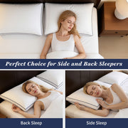 Fcinos Bed Pillows, Queen Size, 2 Pack, Duck Feather and Shredded Memory Foam, Soft Hotel-Style Gusseted Design
