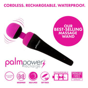 Eldorado 38405  PalmPower Recharge Massage Wand, Cordless USB Rechargeable, Waterproof, Pink Silicone, Flexible Neck, 7.4 in, 38405