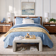 Better Homes & Gardens Paisley Medallion Cotton Quilt, Full/Queen, Blue Silver, Lightweight, Hypoallergenic