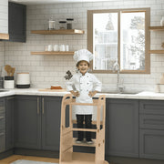 G TALECO GEAR GTG-001 Toddler Tower with Chalkboard, Wooden Step Stool Helper with Adjustable Height, Rounded Corner Protection, Natural Finish