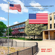 VIVOHOME X002L9MJ85 20FT Telescoping Aluminum Flag Pole Kit with 3x5 Polyester American Flag, Golden Ball Topper, Silver