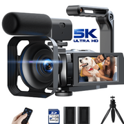 Campark AC12 Digital Camcorder UHD 5K 25FPS 56MP Photos 3-Inch Rotatable Touch Screen IR Night Vision with Accessory Kit