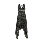 Santiki Daphne Halter Handkerchief Dress for Ladies - Black Leaf - S