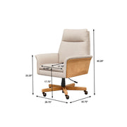 Better Homes & Gardens Juliet Tall Back Office Chair, Cream, Light Honey Finish, Wooden Frame, Adjustable Height, BH3436211066129