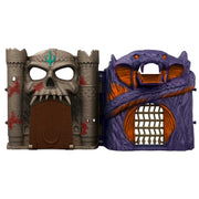 Mattel Masters of the Universe Battle for Eternia 2-in-1 Foldable Action Toy Playset with Castle Grayskull, Snake Mountain, and Exclusive Golden Armor Skeletor Figure JKN95