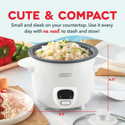 Dash Mini Rice Cooker, Ceramic Nonstick Removable Pot, Keep Warm Function, Compact Portable Design, White, DRCM20003