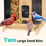 Birdfy Smart Bird Feeder with 1080p HD Camera, AI Bird Detection, Solar Power, Bamboo, 3.5L Dual-Compartment NIWM-4358