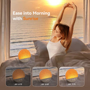 Dreamegg Sunrise Alarm Clock with App Control, Adjustable Mood Lighting, 34 Soothing Sounds, Digital Round Tabletop Clock, White, DG-D26APP-WHITE