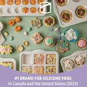 Trudeau Silicone 24 Count Mini Muffin Pan Set, Granite, 1.75 in Diameter, Dishwasher Safe, Easy Release, 2 Pack, 5123125