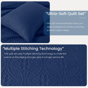 JUSTLET Quilt Set Twin/Twin XL, Lightweight All-Season Quilts, Navy Blue, 2 Piece