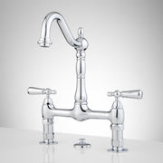 Signature Hardware 215493 Bridge Bathroom Faucet with Lever Handles and Pop-Up Drain Assembly, Chrome