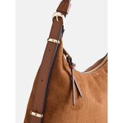 Scenario Women's Top Zipper Shoulder Bag, Faux Suede, Autumn Brown, Adjustable Shoulder Strap