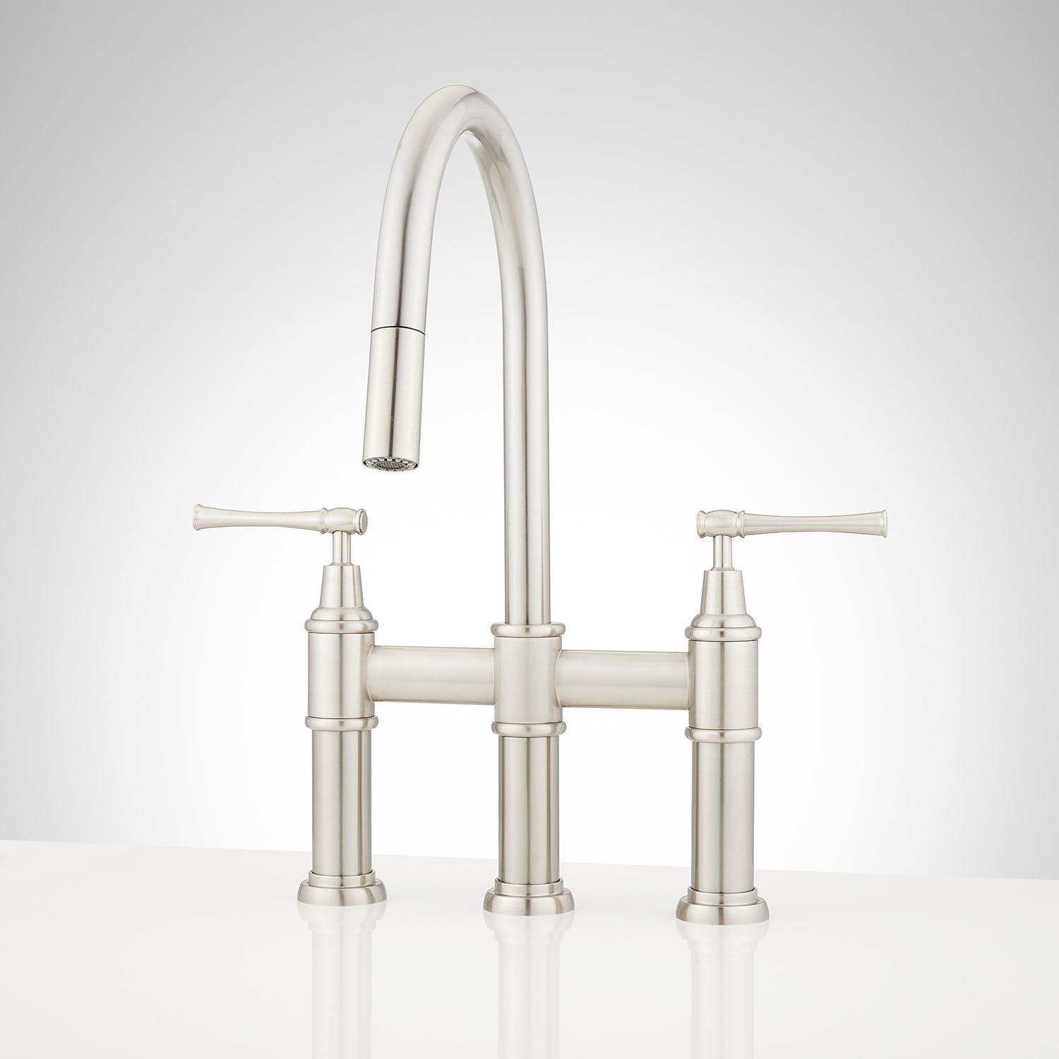 Signature Hardware 455765 Hurston 1.8 GPM Double Handle Bridge Widespr ...