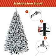 Gymax GYM03703 7.5ft Snow Flocked Hinged Artificial Christmas Tree
