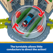 Mattel Thomas & Friends Exploring Tidmouth Sheds Train Set with Push-Along Thomas Engine, Harold Helicopter, Interactive Track Features, JLL36