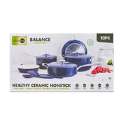 GreenPan Balance 10-Piece Ceramic Nonstick Cookware Set, Toxin-Free, Oven and Dishwasher Safe, Black