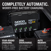 NOCO GENPRO10X4 Genius 4-Bank, 40-Amp (10-Amp Per Bank) Fully-Automatic Smart Marine Charger