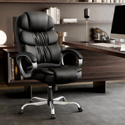 Homall High Back Office Chair, Executive Faux Leather Desk Chair with Lumbar Support, Padded Armrests, Adjustable Height, Swivel, Black