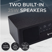ClearClick Stereo Shelf System, 7-in-1 Audio with CD Player, Bluetooth, FM Radio, USB Playback, Aux and Optical Inputs, Alarm Clock, Remote Control, Black