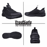 TredSafe Women's Coil On Edge Slip Resistant Safety Shoes, Lightweight Dreamcell Foam Insole, Black, 9.5