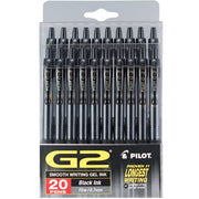 Pilot 31732 G2 Premium Retractable Gel Ink Rolling Ball Pen, Fine, Black, 20 Count