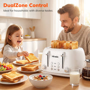 NICWIN 4 Slice Toaster with Extra-Wide Slots, Adjustable Browning Control, Defrost, Reheat, and Bagel Mode, White, WT340