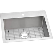 Elkay ECTSR25229TBG1 Crosstown 25-in x 22-in Polished Satin Single Bowl Drop-In or Undermount 1-Hole Residential Kitchen Sink