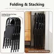 Concetta 2 Pack Folding Chairs, Portable Indoor Outdoor, Leather Padded Seat, Rust-Resistant Metal Frame, Black and Khaki