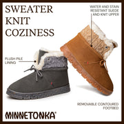 Minnetonka Norean Sweater-Knit Slippers for Ladies - Charcoal - 8M