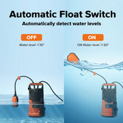 Prostormer 1HP Submersible Water Pump, 3700GPH High Flow, Auto On/Off Float Switch, Multiple Hose Adapters, 120V