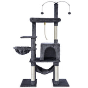Vibrant Life 58.5in Multi Level Cat Tree Tower with Double Base, Gray, Interactive Dangling Balls, Sisal-Wrapped Scratching Posts