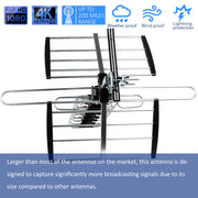 Five Star HDTV Antenna, 4K Ultra HD, 300-Mile Range, ATSC 3.0 Compatible, Outdoor Use, 40 ft Cable, 2024