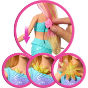 Barbie JDM72 Flower Magic Mermaid Doll with Blooming Flowers Feature, Pearl Headband, Ombre Tail, Blonde Hair with Pink Highlights