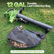 GASKY 3-in-1 Leaf Blower Vacuum Mulcher, 120V 12Amp, 495 CFM, 199 MPH, 6 Speeds, Easy-Wheel Walk-Behind, 12-Gallon Collection Bag, Green