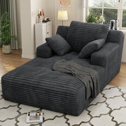 IDEALSOUL 67 Inch Oversized Chaise Lounge Chair, Cloud Plush Corduroy Upholstered Sofa Bed, Modern Deep Seat with Back Cushions and Pillows, Grey