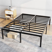 Capri Queen Bed Frame, Heavy-Duty Metal Platform, 18 Inch High, 2200 lb Capacity, Noise-Free, Black