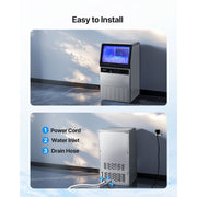VEVOR Commercial Ice Maker Machine, 130 lbs/24H Production, 33 lbs Storage, 45 Cubes per Cycle, Stainless Steel, Freestanding & Undercounter with LED Display and Self-Cleaning IMC9000F-UL