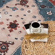 CAMILSON Printed Oriental Retro Vintage Distressed Indoor Area Rug, Red, 8x10, Non-Shedding, Ultra Thin, Stain Resistant, Chenille and Cotton RAIN4001-RED-8x10