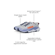 Hoka Torrent 4 Women's Trail Running Shoes, Wild Indigo, Medium Width, Lace-Up, Lightweight with Aggressive 5mm Lug Outsole