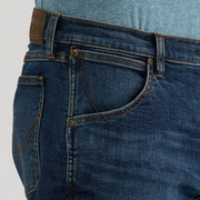 Wrangler Men's Relaxed Fit Bootcut Jeans, Dark Wash, Midweight Stretch Denim, 36 Waist, 30 Inseam
